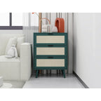 Table d'appoint à 3 tiroirs, style rotin, 5 couleurs, individuelle