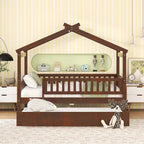 Lit plate-forme cabane pour enfants avec lit gigogne – Gris/Naturel/Noyer/Blanc, Jumeau/Double, 2 couchages