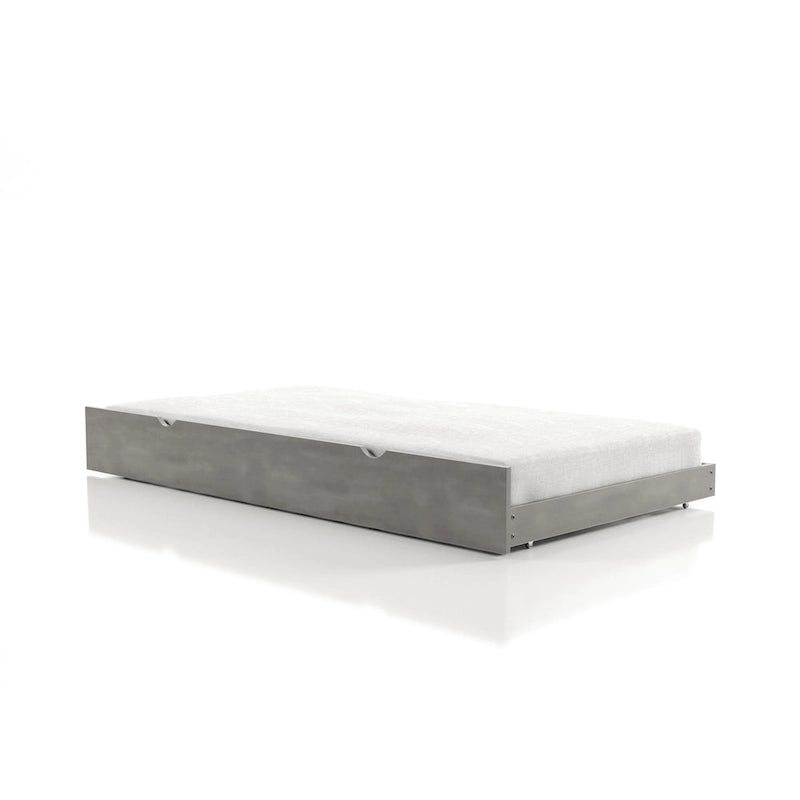 Lit gigogne double gris/blanc antique – Style transitionnel, 1 place