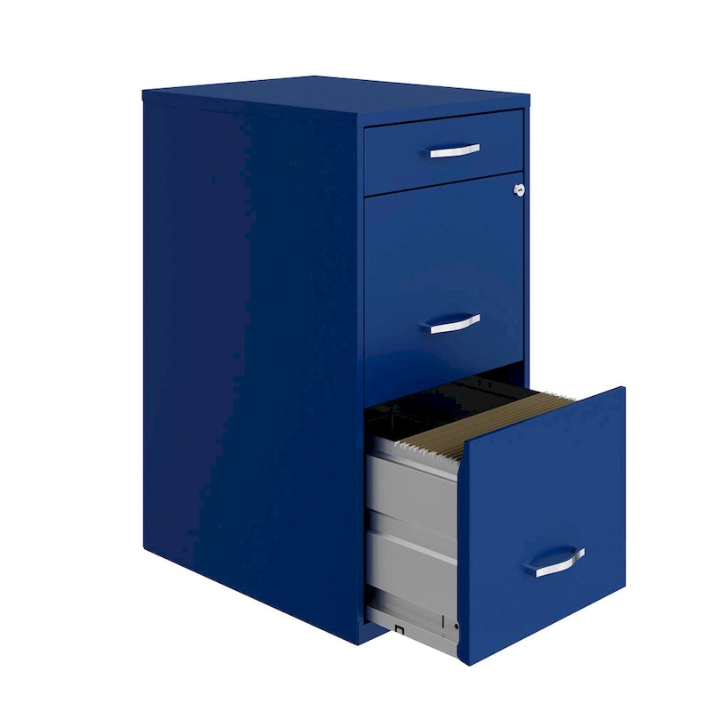 Classeur métallique bleu à 3 tiroirs, format lettre, 1 personne