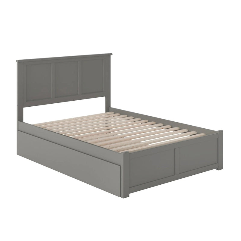 Lit plateforme double en bois massif avec pied de lit et lit gigogne double – Espresso / Gris / Noyer / Blanc / Caramel Latte / Café Crème, 2 couchages