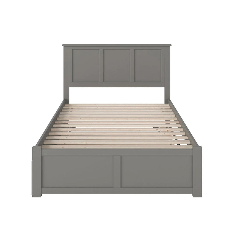 Lit plateforme double en bois massif avec pied de lit et lit gigogne double – Espresso / Gris / Noyer / Blanc / Caramel Latte / Café Crème, 2 couchages