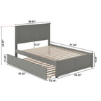 Lit plateforme double en bois massif avec pied de lit et lit gigogne double – Espresso / Gris / Noyer / Blanc / Caramel Latte / Café Crème, 2 couchages