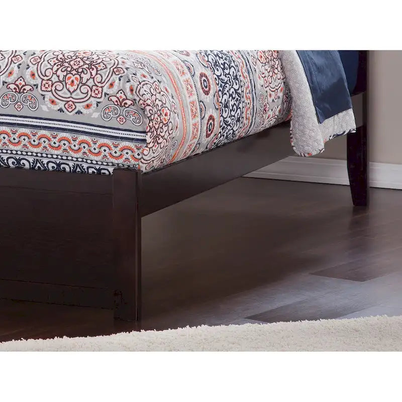 Lit plateforme double en bois massif avec pied de lit et lit gigogne double – Espresso / Gris / Noyer / Blanc / Caramel Latte / Café Crème, 2 couchages