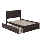 Lit plateforme double en bois massif avec pied de lit et lit gigogne double – Espresso / Gris / Noyer / Blanc / Caramel Latte / Café Crème, 2 couchages