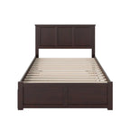 Lit plateforme double en bois massif avec pied de lit et lit gigogne double – Espresso / Gris / Noyer / Blanc / Caramel Latte / Café Crème, 2 couchages