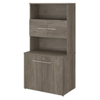Armoire haute gris tempête avec portes et étagères ouvertes, 1 personne