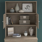 Armoire haute gris tempête avec portes et étagères ouvertes, 1 personne