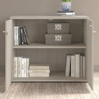 Armoire haute gris tempête avec portes et étagères ouvertes, 1 personne