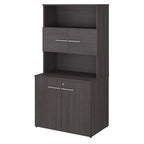 Armoire haute gris tempête avec portes et étagères ouvertes, 1 personne
