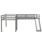 Lit mezzanine jumeau en L gris avec toboggan et échelle, 2 couchages
