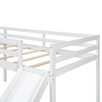 Lit mezzanine jumeau en L gris avec toboggan et échelle, 2 couchages