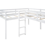 Lit mezzanine jumeau en L gris avec toboggan et échelle, 2 couchages
