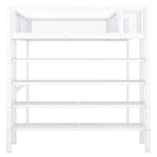 Lit mezzanine en métal noir, taille standard, avec étagères et bureau, 1 personne