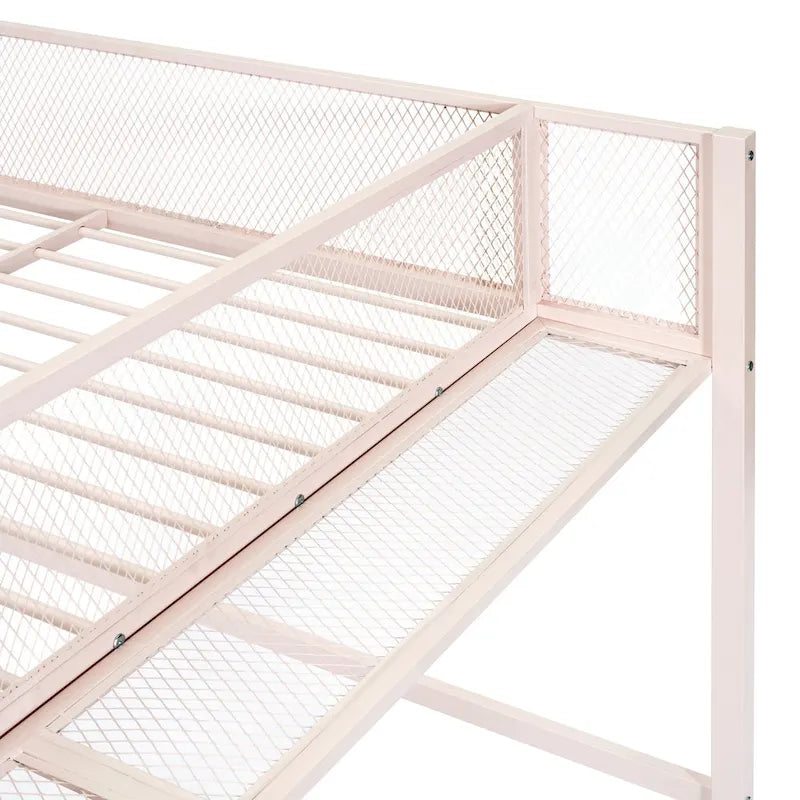 Lit mezzanine en métal noir, taille standard, avec étagères et bureau, 1 personne