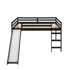 Lit mezzanine pleine grandeur avec échelle – Espresso / Gris / Blanc, Simple
