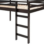 Lit mezzanine pleine grandeur avec échelle – Espresso / Gris / Blanc, Simple