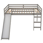 Lit mezzanine pleine grandeur avec échelle – Espresso / Gris / Blanc, Simple