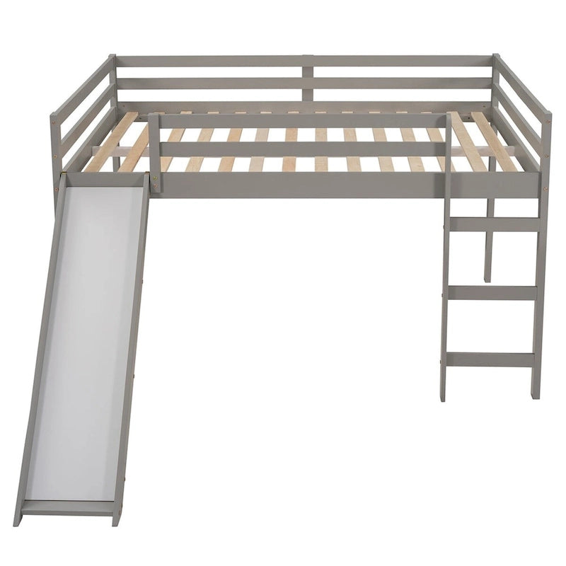 Lit mezzanine pleine grandeur avec échelle – Espresso / Gris / Blanc, Simple