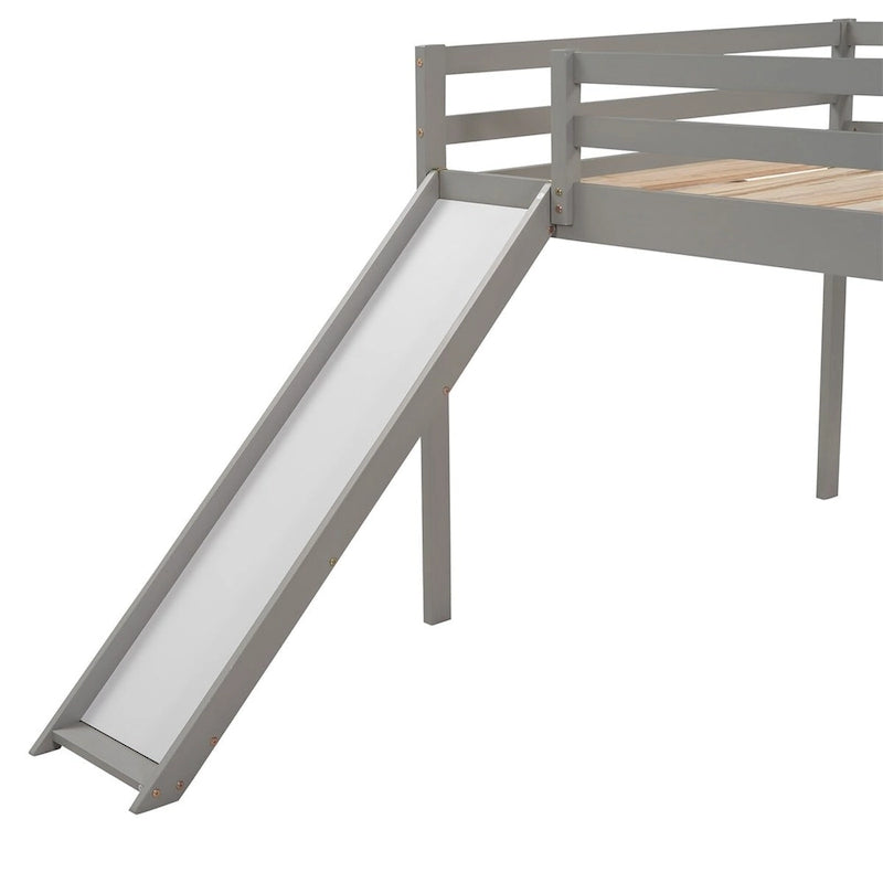Lit mezzanine pleine grandeur avec échelle – Espresso / Gris / Blanc, Simple