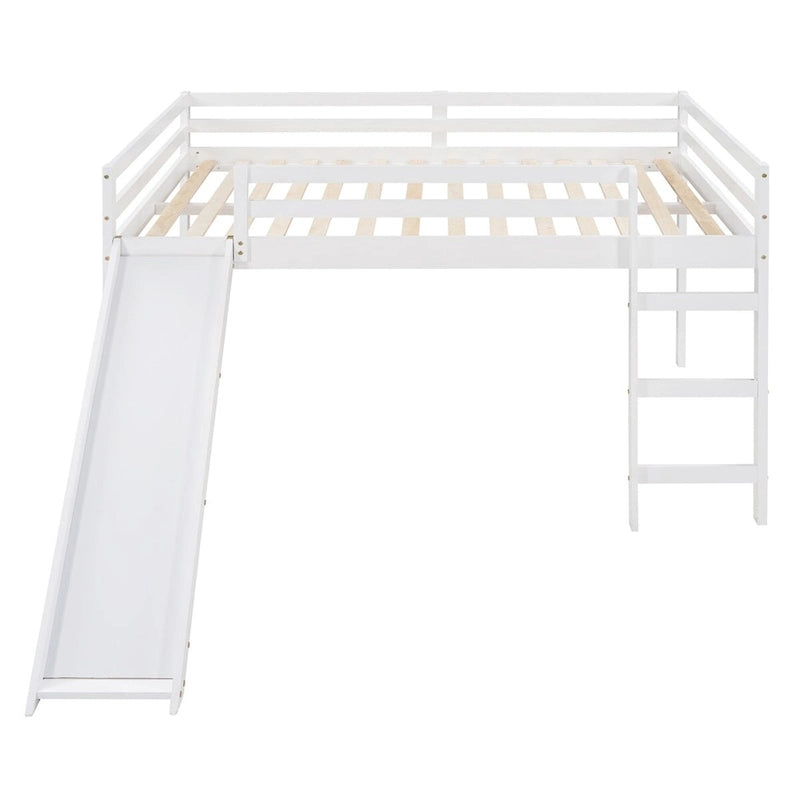 Lit mezzanine pleine grandeur avec échelle – Espresso / Gris / Blanc, Simple