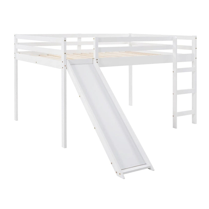 Lit mezzanine pleine grandeur avec échelle – Espresso / Gris / Blanc, Simple