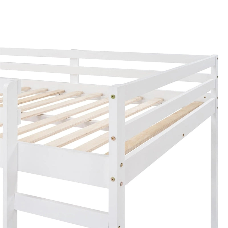 Lit mezzanine pleine grandeur avec échelle – Espresso / Gris / Blanc, Simple