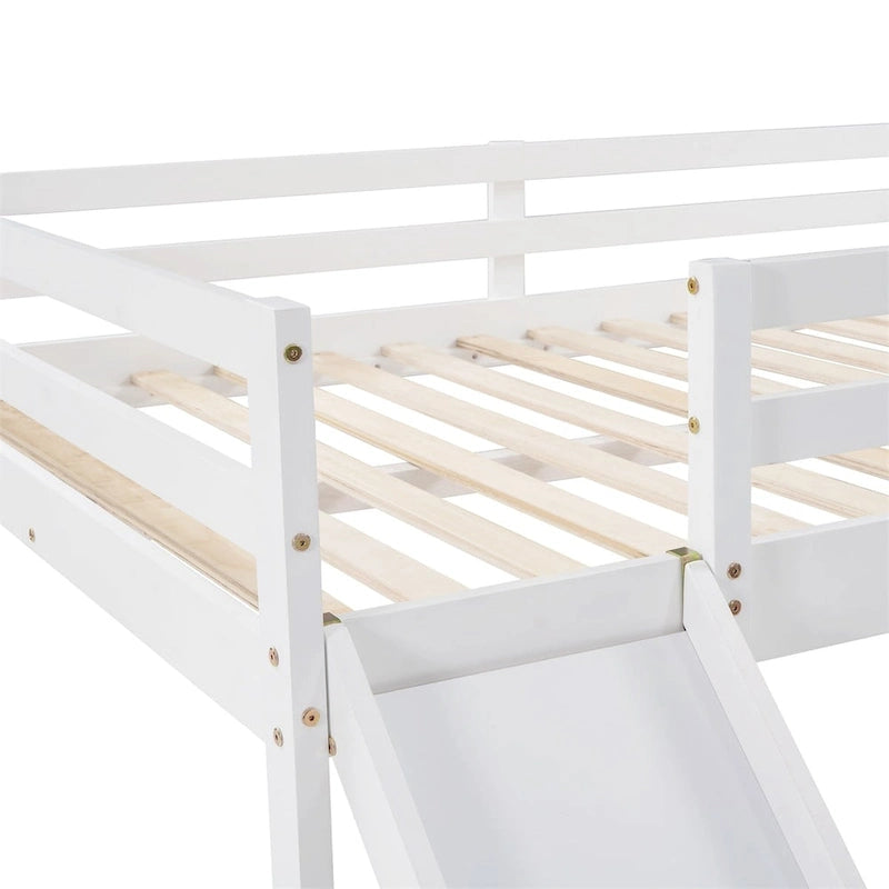 Lit mezzanine pleine grandeur avec échelle – Espresso / Gris / Blanc, Simple