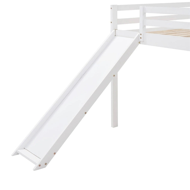 Lit mezzanine pleine grandeur avec échelle – Espresso / Gris / Blanc, Simple