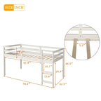Lit mezzanine bas double avec bureau et armoire – Espresso / Blanc / Gris, simple