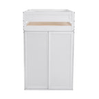 Lit mezzanine gris/blanc avec armoire, bureau et meuble de rangement – Jumeau/Double, 1 personne