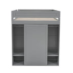 Lit mezzanine gris/blanc avec armoire, bureau et meuble de rangement – Jumeau/Double, 1 personne
