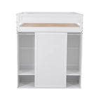 Lit mezzanine gris/blanc avec armoire, bureau et meuble de rangement – Jumeau/Double, 1 personne