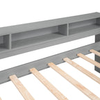 Lit de jour double XL en bois avec 2 lits gigognes, blanc/gris, pour 3 personnes