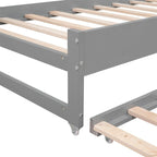 Lit de jour double XL en bois avec 2 lits gigognes, blanc/gris, pour 3 personnes