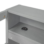 Lit de jour double XL en bois avec 2 lits gigognes, blanc/gris, pour 3 personnes