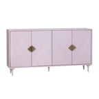 Buffet lilas 4 portes avec quincaillerie dorée, 1 pièce, 183 cm L