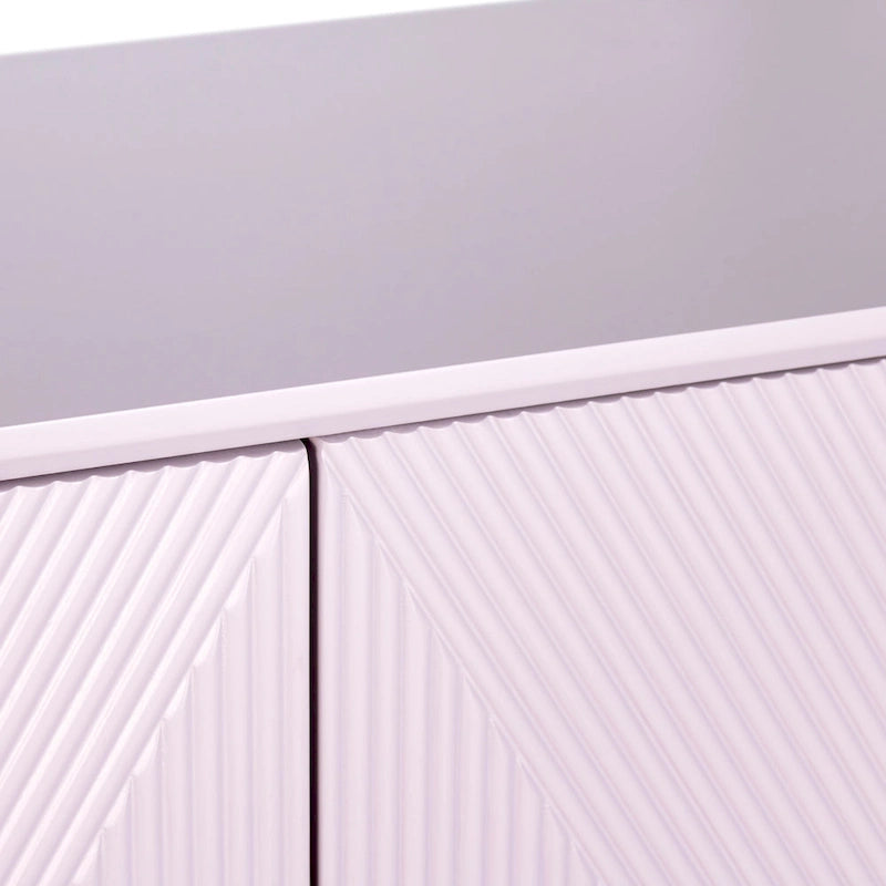 Buffet lilas 4 portes avec quincaillerie dorée, 1 pièce, 183 cm L