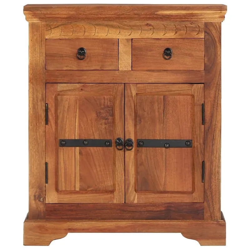 Bahut marron 2 portes 2 tiroirs en bois d'acacia massif