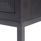 Meuble d'appoint 2 portes, 1 étagère, noir et bronze
