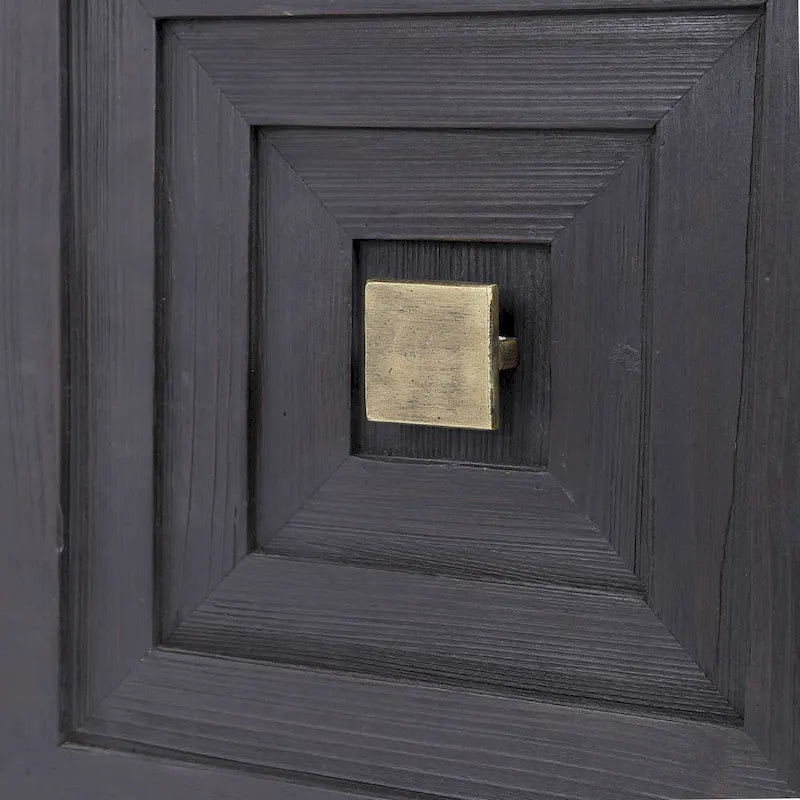 Meuble d'appoint 2 portes, 1 étagère, noir et bronze
