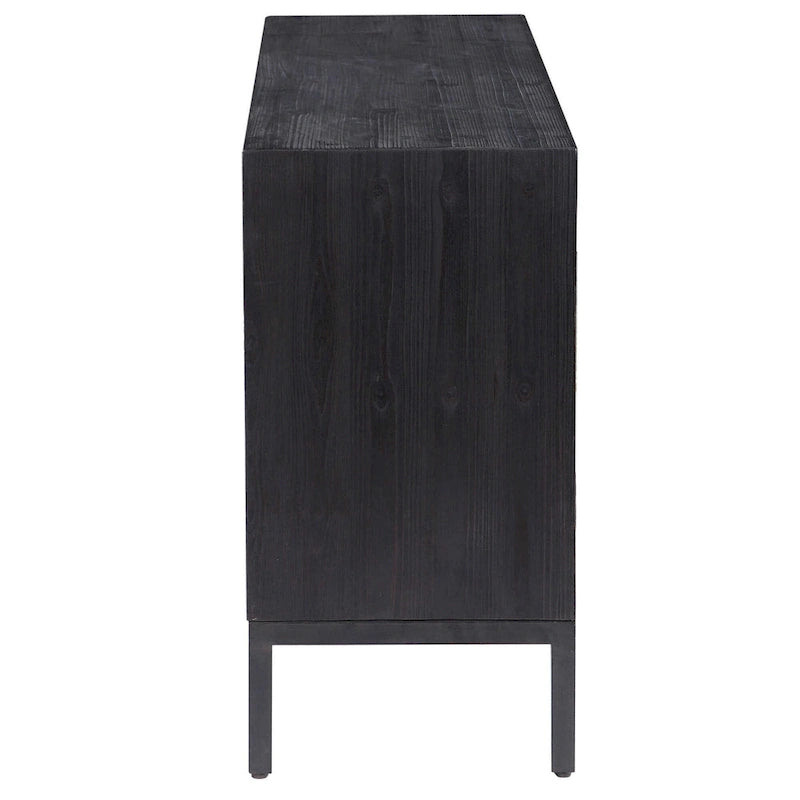 Meuble d'appoint 2 portes, 1 étagère, noir et bronze