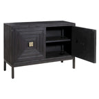 Meuble d'appoint 2 portes, 1 étagère, noir et bronze