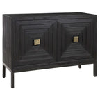 Meuble d'appoint 2 portes, 1 étagère, noir et bronze