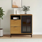 vidaXL Sideboard with Glass Door FLAM 31.5x15.7x31.5 Solid Wood Pine - 31.5 x 15.7 x 31.5