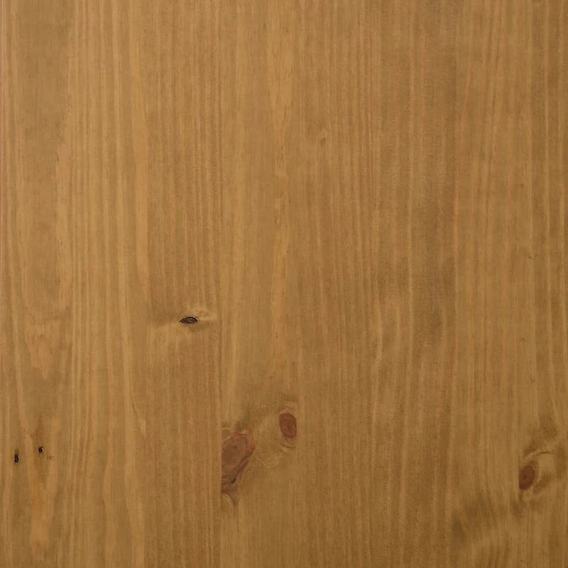Buffet en pin massif marron avec porte vitrée et 2 tiroirs, 80x40x80 cm.