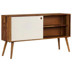 Bahut en bois de Sesham marron et blanc avec 2 portes coulissantes