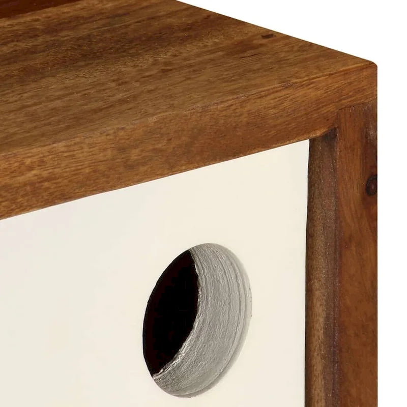 Bahut en bois de Sesham marron et blanc avec 2 portes coulissantes