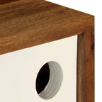 Bahut en bois de Sesham marron et blanc avec 2 portes coulissantes