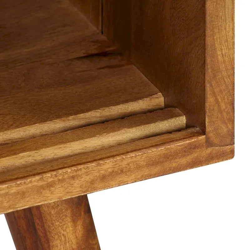 Bahut en bois de Sesham marron et blanc avec 2 portes coulissantes